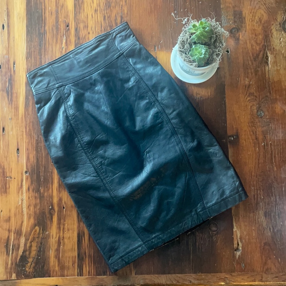 Black Genuine Leather Skirt